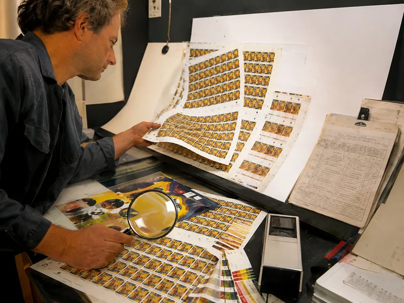 4. Checking printed beets with artworks for accuracy of details and colours